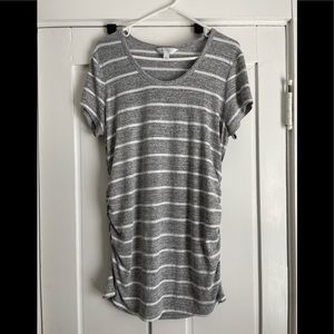 Market & Spruce - Maternity striped gray tee ruched side